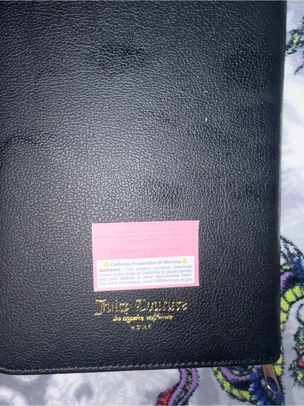 Juicy Couture Black Planner with Gold Foil Crest and Rose Gold Heart Pen